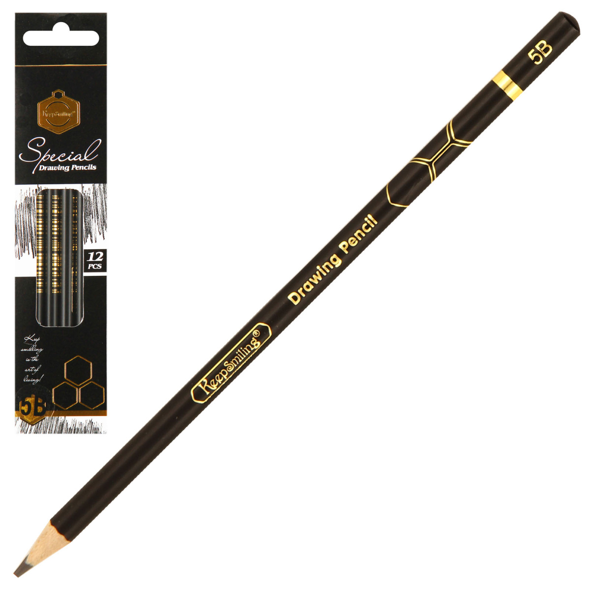 Карандаш ч/г КОКОС KEEPSMILING 5B, дерево, круглый, 1/12, 231812