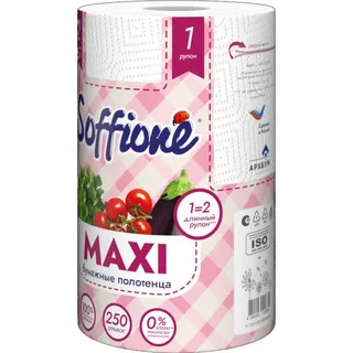Полотенце бум 2-сл 250л 33м белые Soffione Maxi, 1/18, 033400