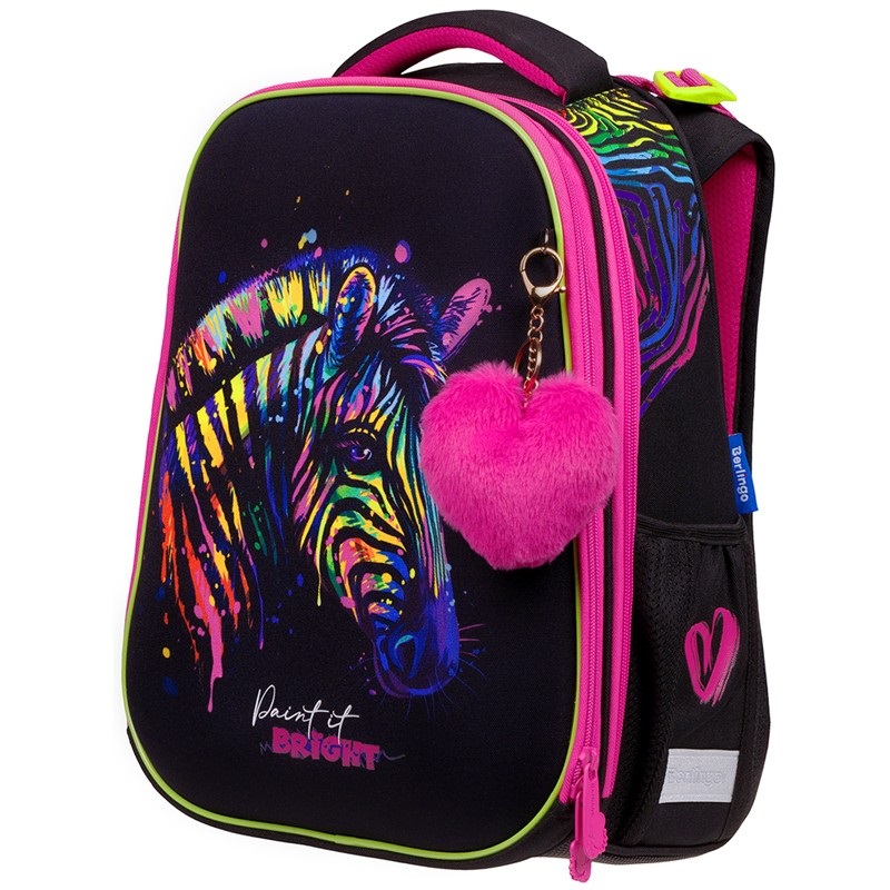 Ранец Berlingo Expert "Neon Zebra" 37*28*16см, 2 отделения, 2 кармана, анатомическая спинка, 313314