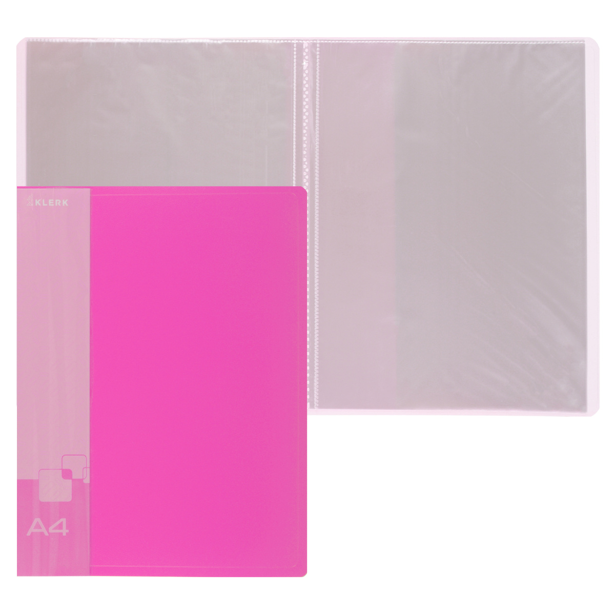 Папка с 40 вкладышами KLERK неон, 20мм, 500мкм, пластик, розовая, 231610
