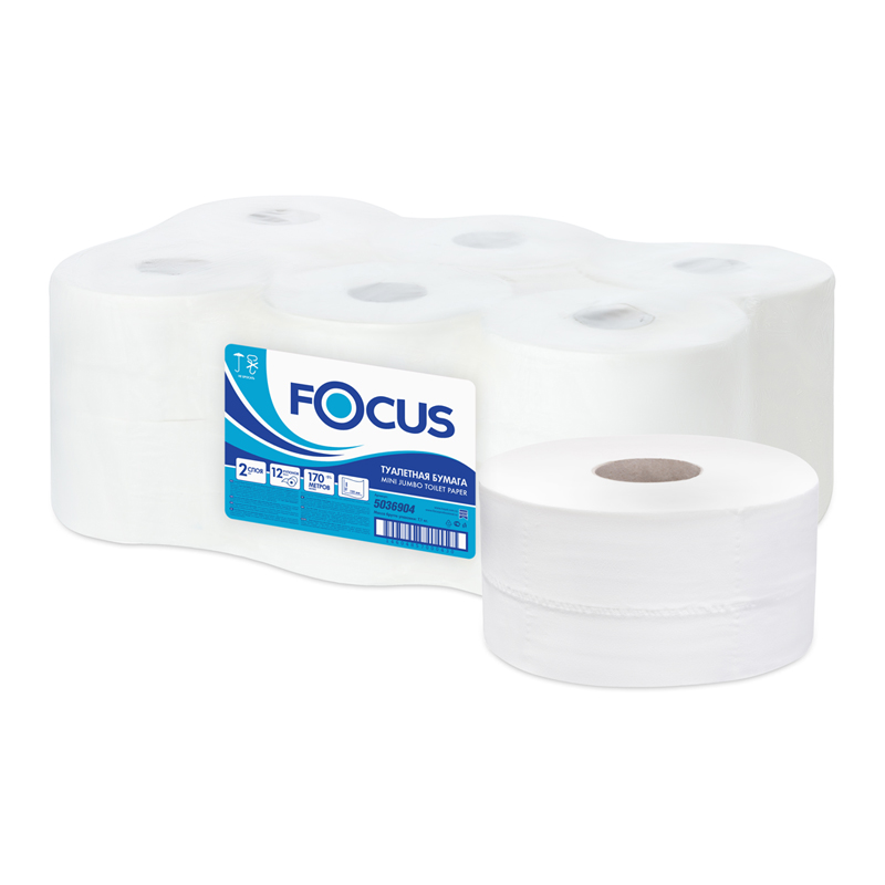 Т/б Focus Mini Jumbo 2 слойн 170м/рул (Т2) тиснение, белая, 1/12, 299953