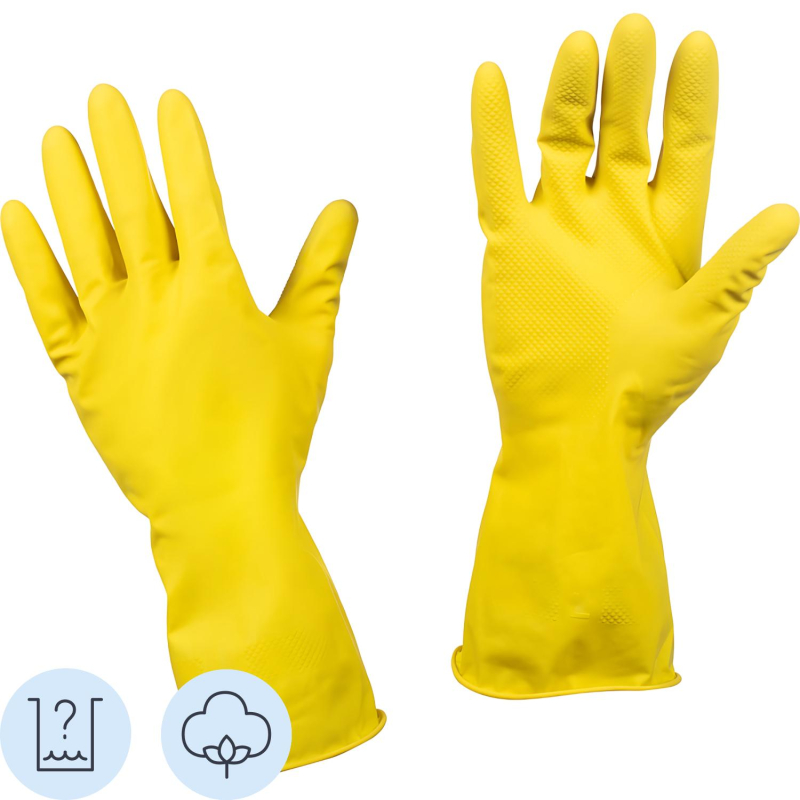 Перчатки латексные желтые ЭКОНОМ "L" хозяйственные, 1297209