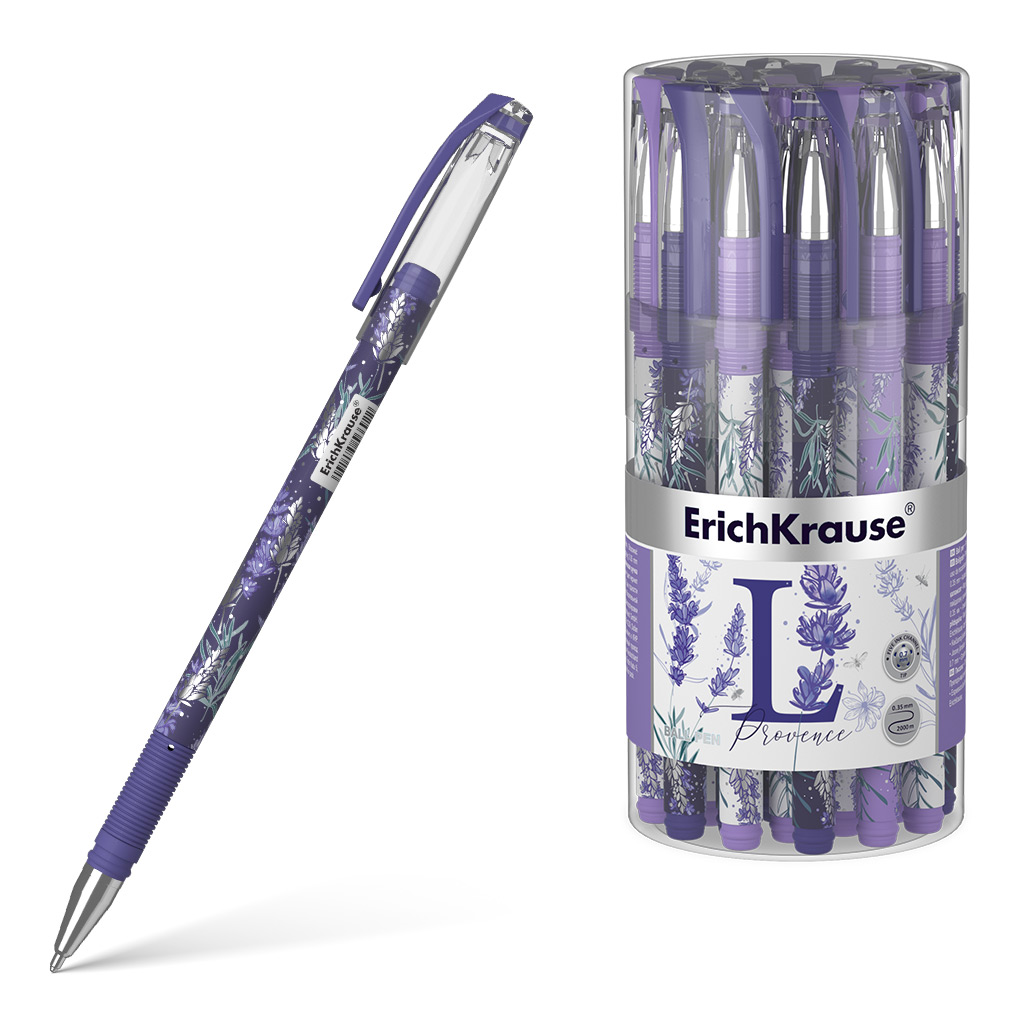 Ручка шариковая ErichKrause "Lavender Stick" 0,7мм синяя, грипп, 1/24, 56692