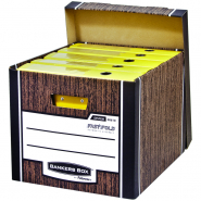 Короб архивный Fellowes FS-00610 "Bankers Box Woodgrain" 325*285*385, гофрокартон, FastFold 203661