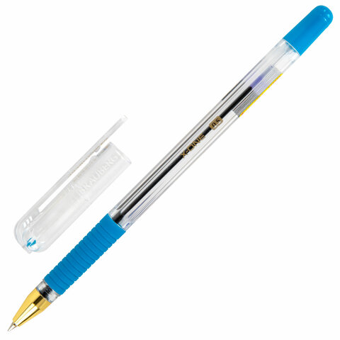 Ручка шариковая BRAUBERG "X-ONE" 0,5мм синяя, грип, корпус прозрачный, 143985