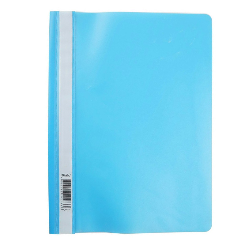 Папка-скоросшиватель пластик А4 Hatber 140/180мкм, голубая с прозрачным верхом, 039970