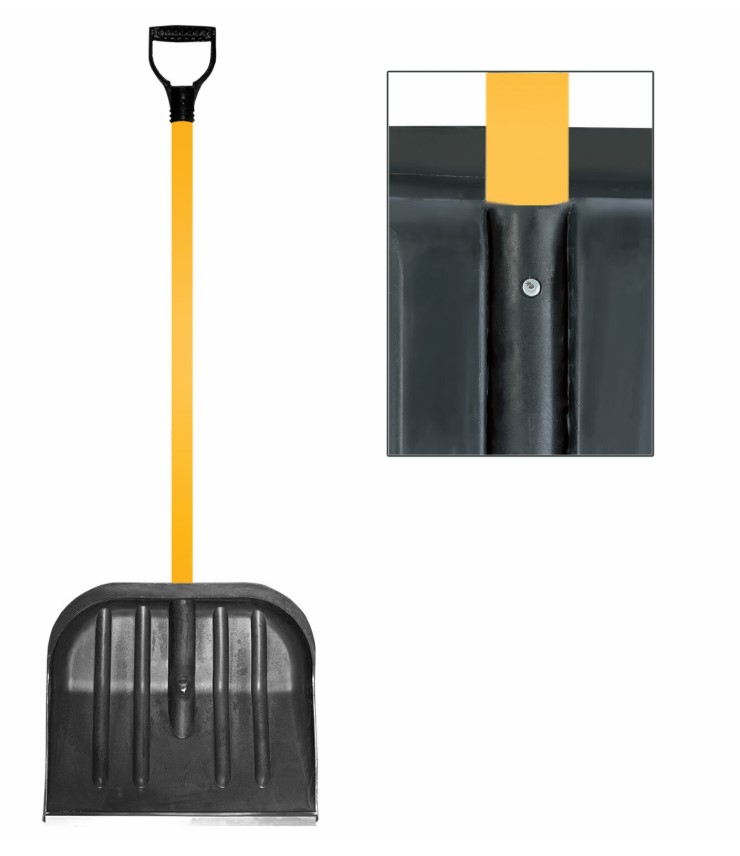 Лопата снегоуборочная пласт, 46х40 см, высота 130 см, с алюминиевым черенком и наконечником, 600826