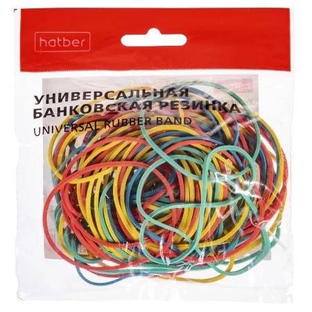 Резинки для денег (банковские), 50г, Hatber, диаметр 80мм, ассорти, 083969