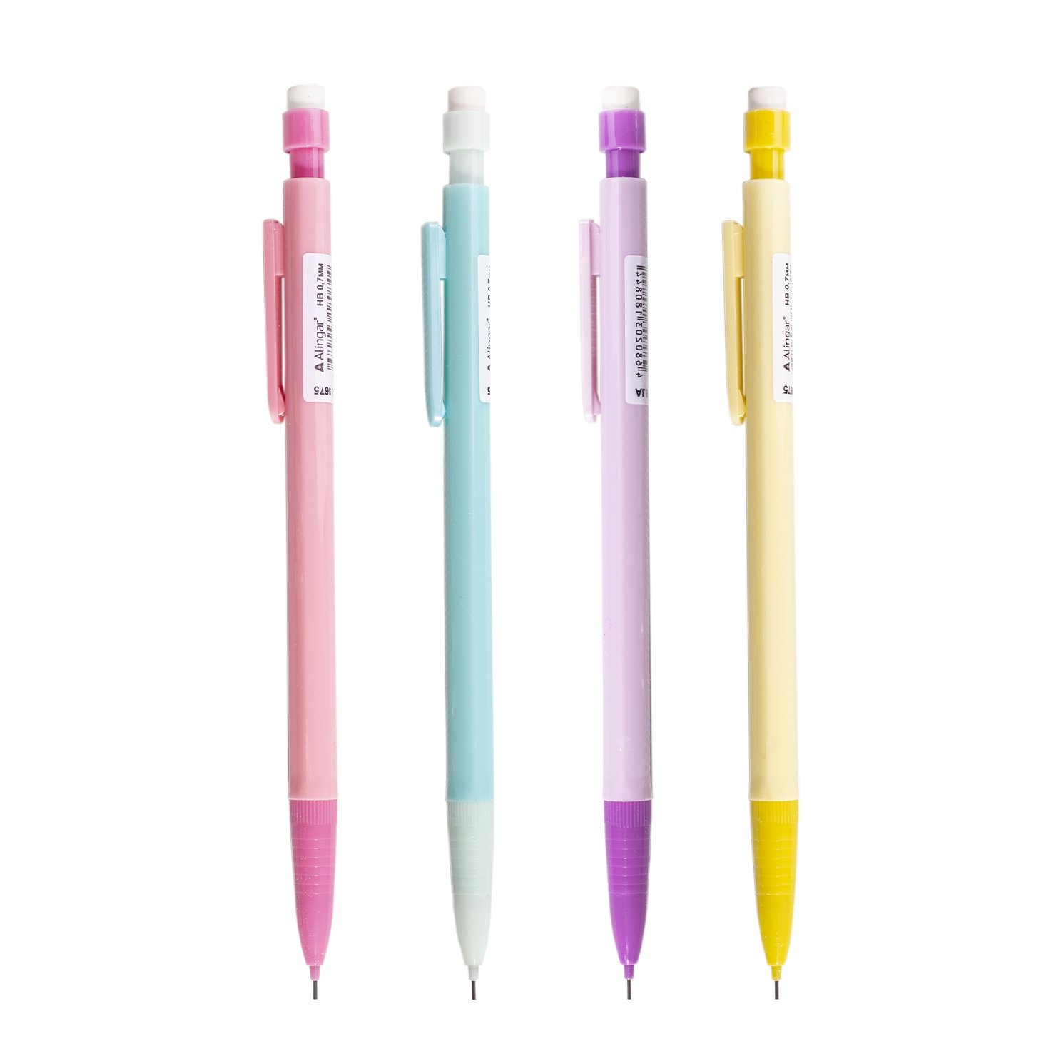 Карандаш механический Alingar 0,7мм, HB, с ластиком, круглый, ассорти, AL9675, 91598