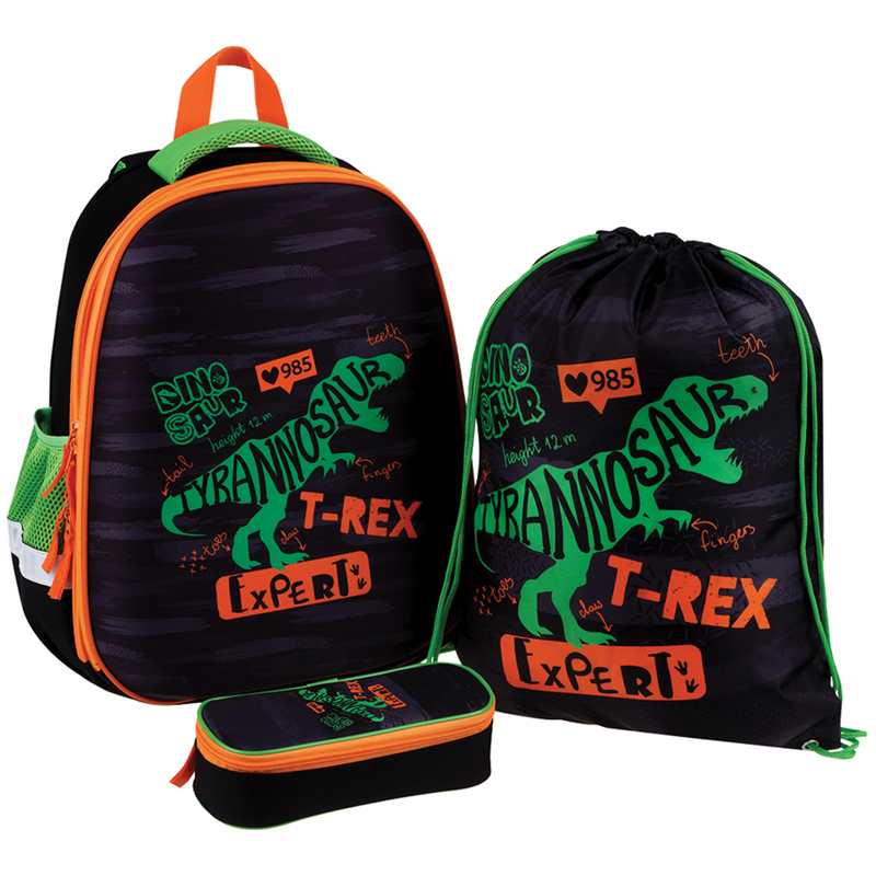 Ранец ArtSpace School Friend "T-Rex" 39*30*18см, 2 отделения, 2 кармана, анатом спинка, пенал,334528