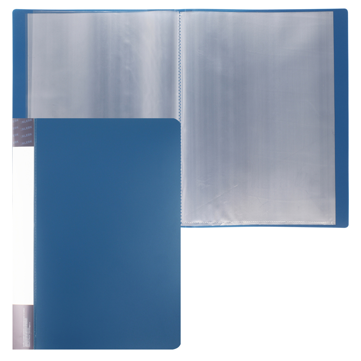 Папка с 30 вкладышами KLERK, 15мм, 500мкм, пластик, синяя, 190880