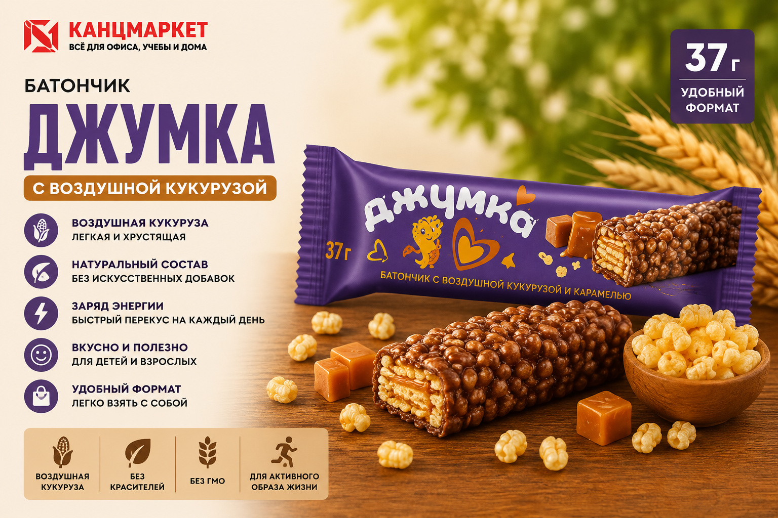 Батончик Джумка с воздушной кукурузой, 37 г