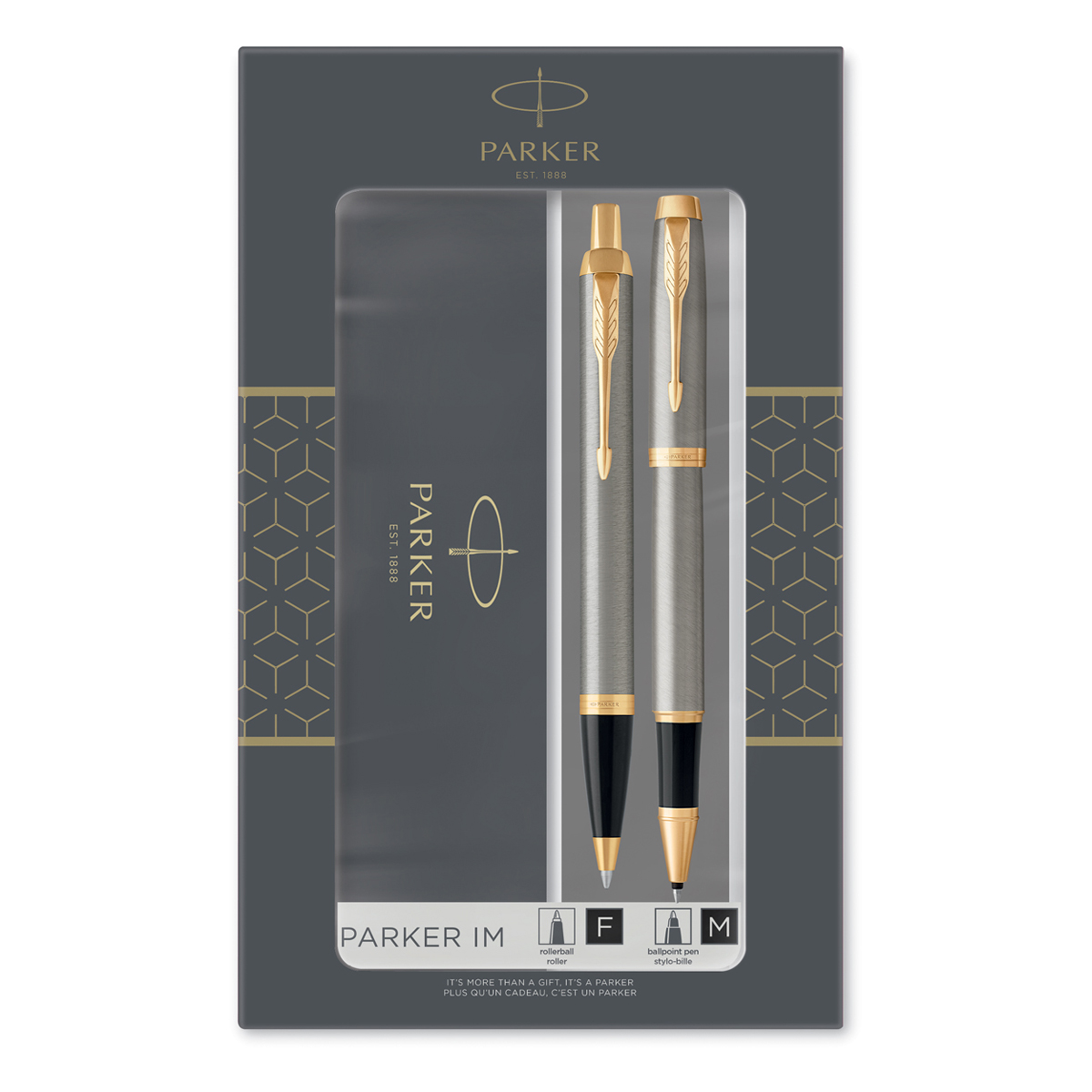 Набор Parker "IM Brushed Metal GT": ручка шариковая, 1,0мм и ручка-роллер, 1,0мм, подар.уп. 288614