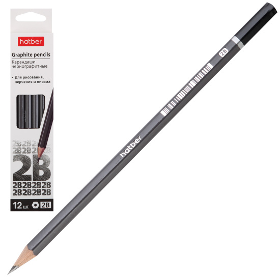 Карандаш ч/г Hatber "Perfect" 2В, шестигранный, BL_074190, 3155793