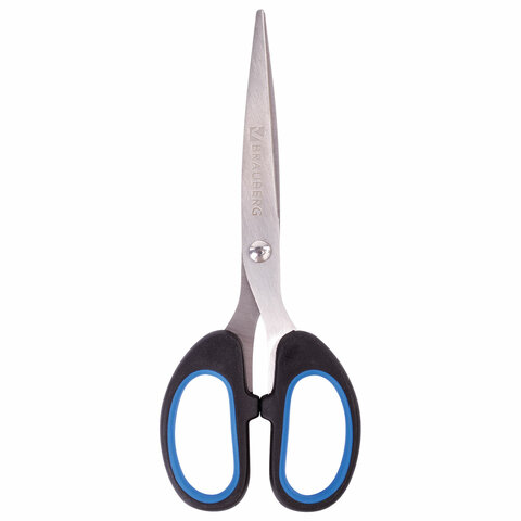 Ножницы 16см BRAUBERG "Classic+", классической формы, резиновые вставки, черно-синие, 236447 