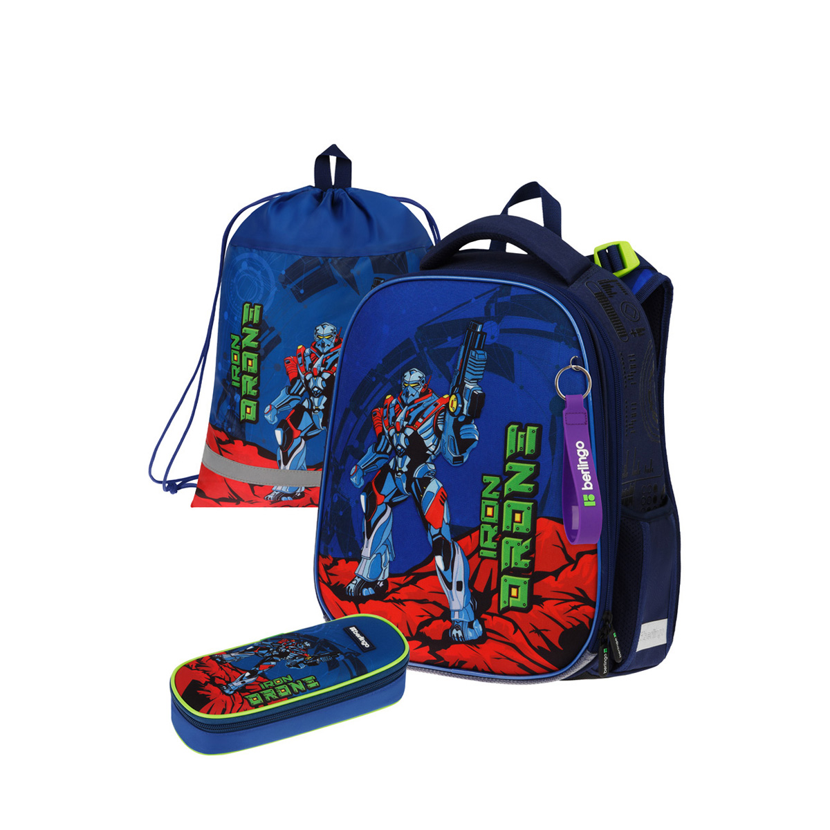 Ранец Berlingo Expert Box "Iron drone" 38*29*16см, 2 отделения, 2 кармана, анатом спинка, 349763