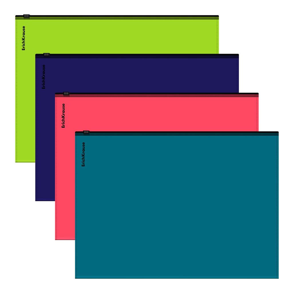 Папка-конверт на молнии А4 ErichKrause Soft Reef непрозрачный, ассорти, 62959