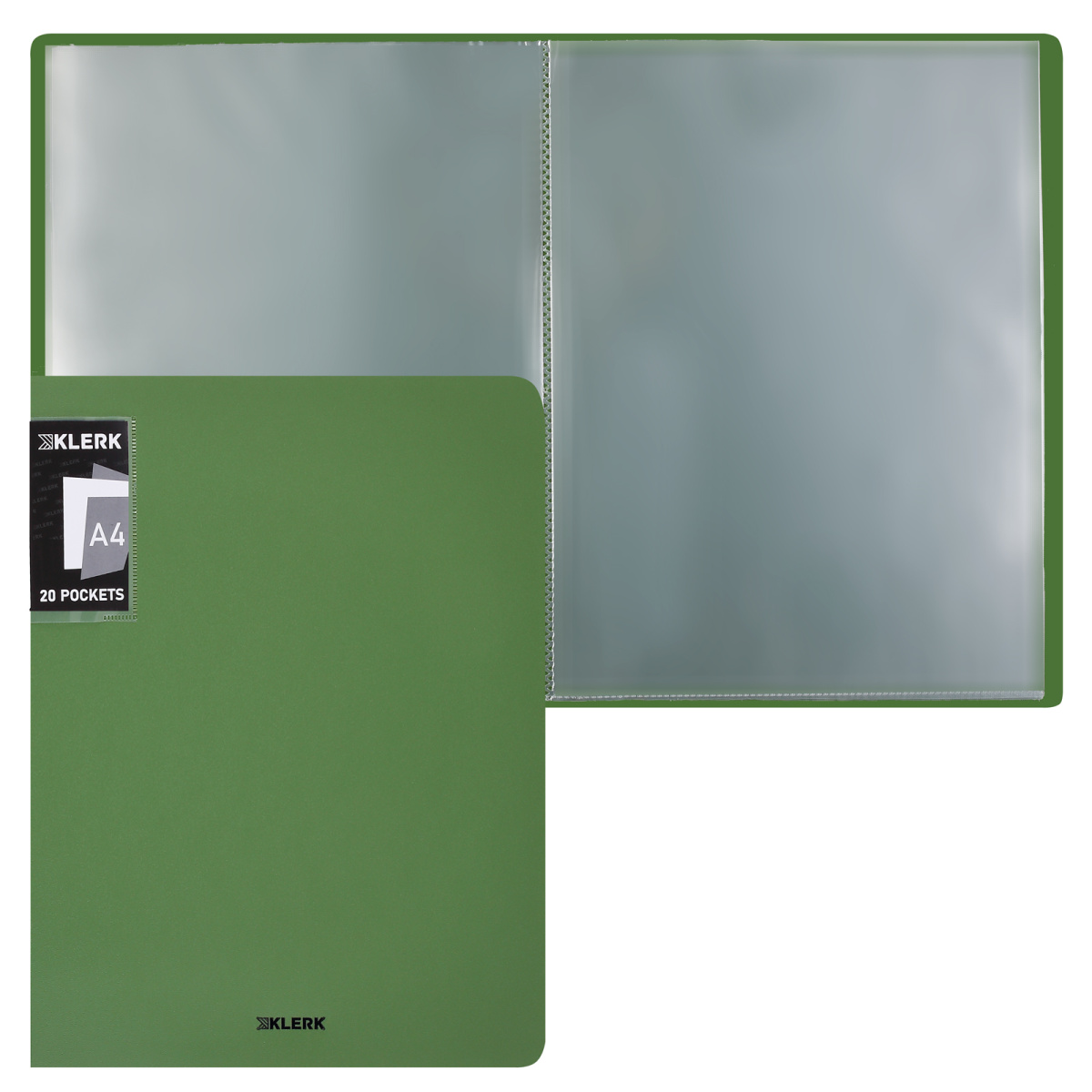 Папка с 20 вкладышами KLERK Nude, 16мм, 500мкм, пластик, зеленая пастель, 241420