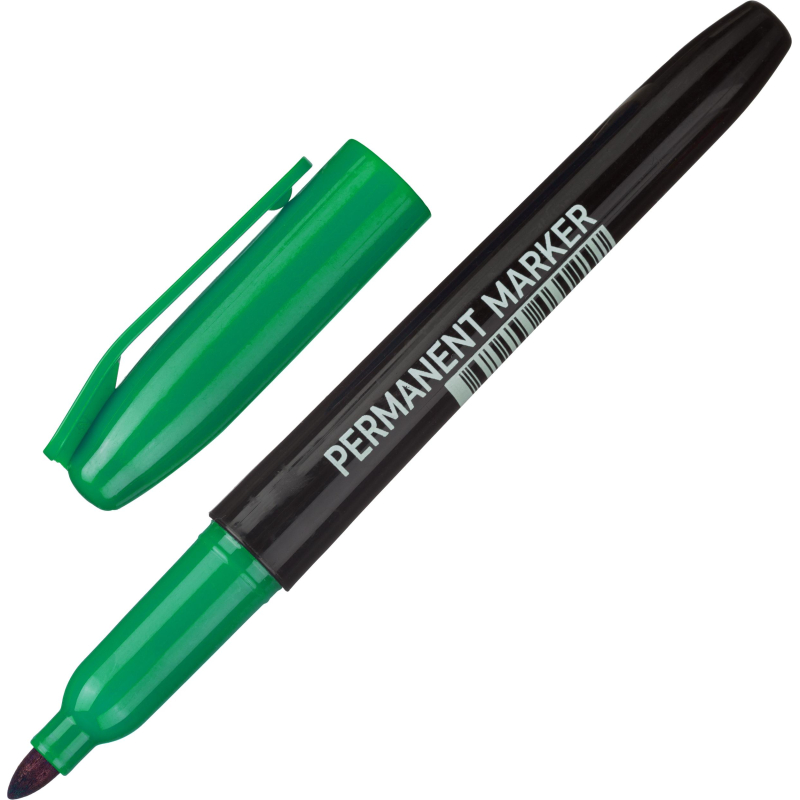 Маркер перманентный зеленый 2мм пулевидный, 1/12, 257240