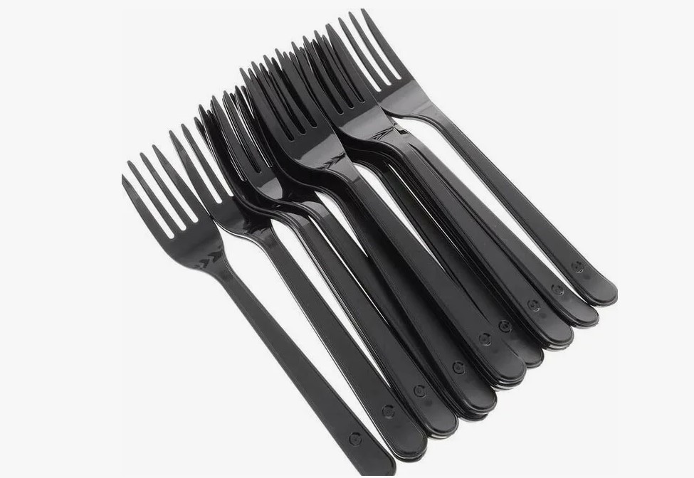 Вилка одноразовая большая черная "Премиум" 1/100, 397188