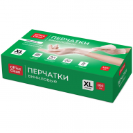Перчатки виниловые "OfficeClean" р-р "XL" белые неопудренные прочные 50пар (100шт) карт короб 298345