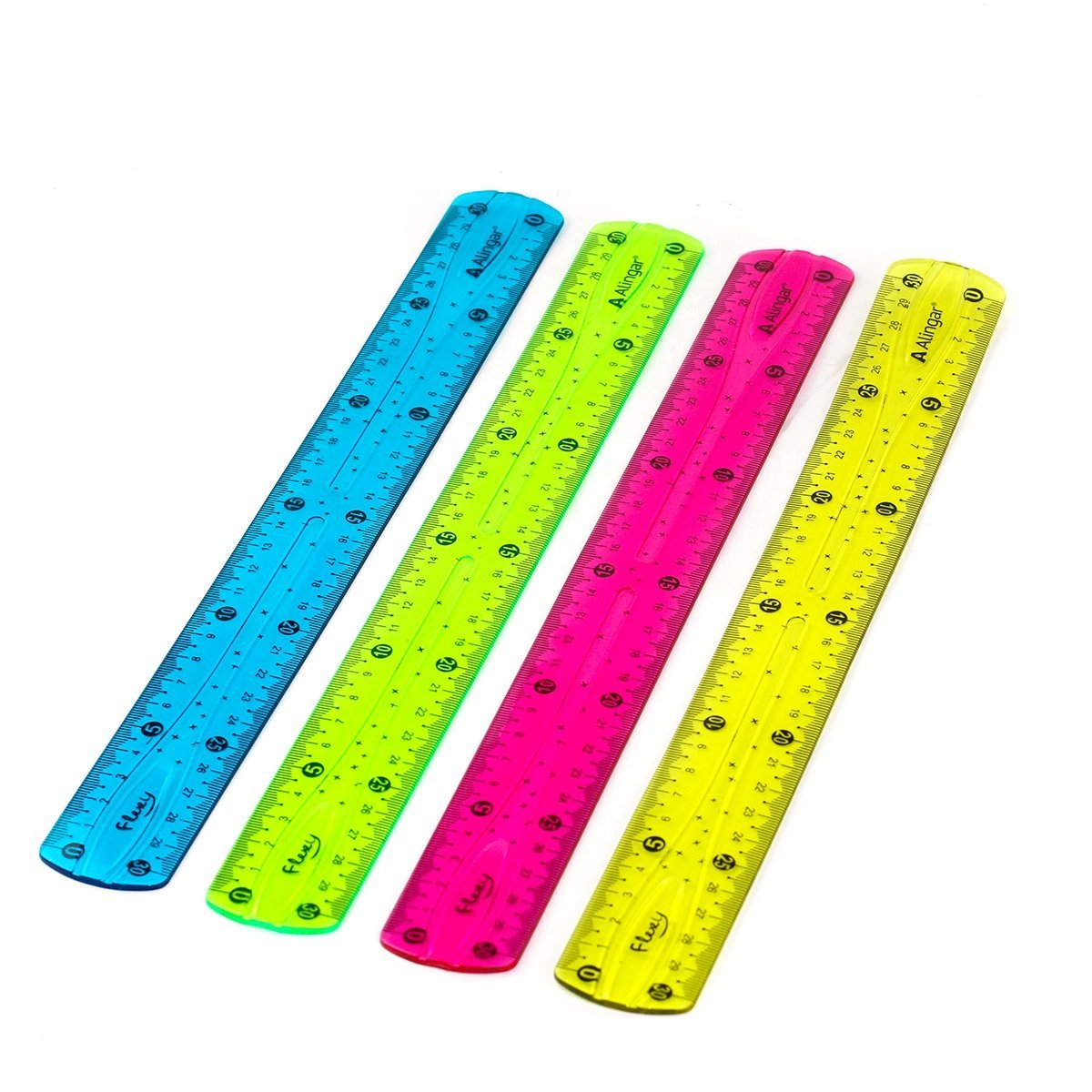 Линейка 30см пластик Alingar, гибкая, ассорти, AL6107, 67043
