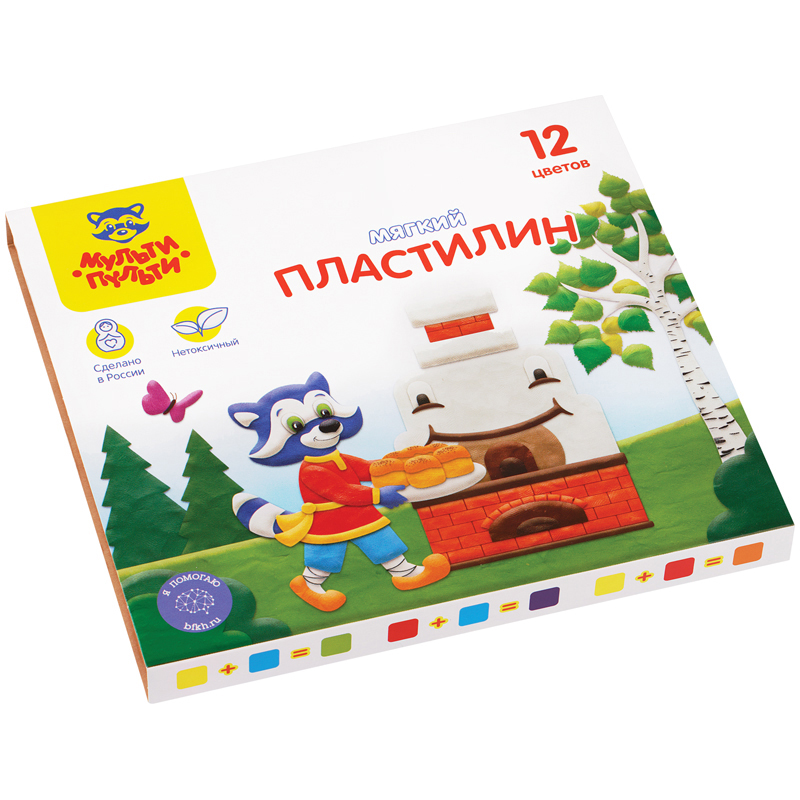 Пластилин 12 цветов Мульти-Пульти "Енот в сказке", 144г, со стеком, 328896