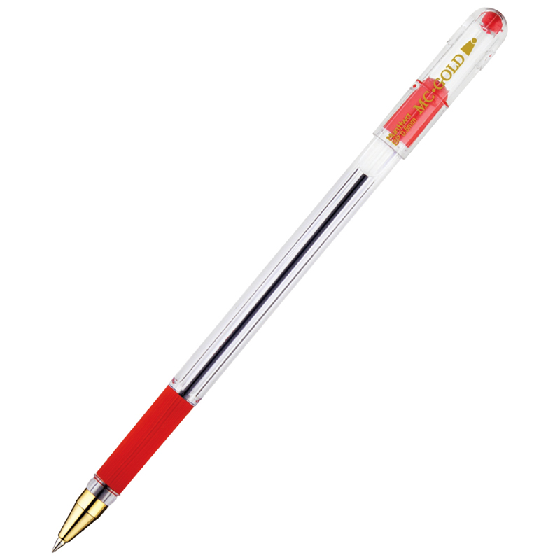 Ручка шариковая MunHwa "MC Gold" 0,5мм красная, грип, BМС-03, 1/12, 207859