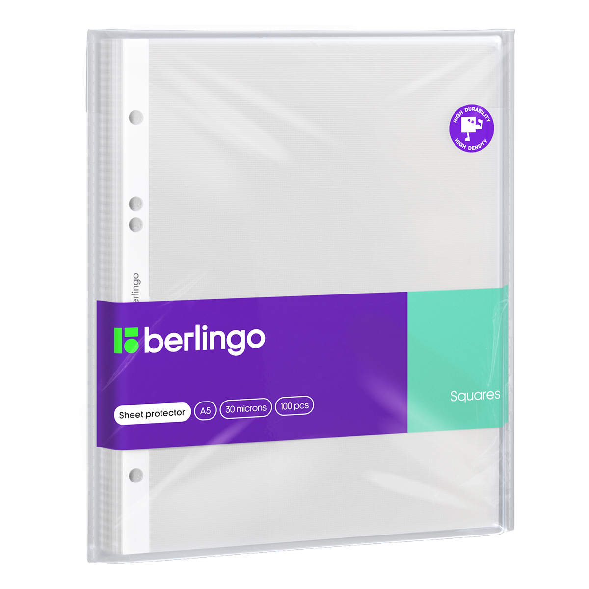 Папка-вкладыш с перфорацией Berlingo Squares А5 30мкм матовая 100шт, 1/20, 384221