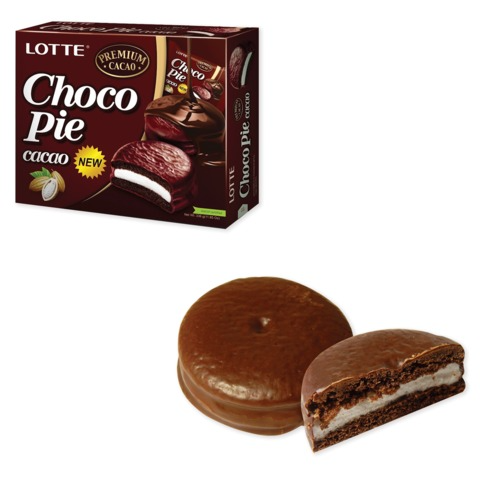 Печенье LOTTE "Choco Pie Cacao", глазированное, карт.упаковка 336г, (12шт х 28г), ш/к 440645, 620901