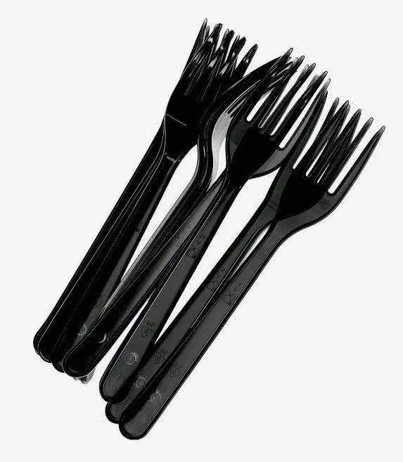 Вилка одноразовая большая черная "Премиум" 1/50, 04180