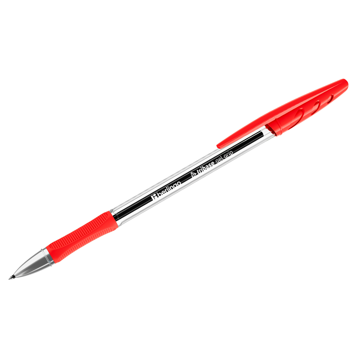 Ручка гелевая Berlingo "Triangle Gel grip" 0,5мм красная, грип, 362504