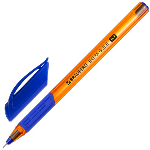 Ручка шариковая BRAUBERG "Extra Glide GT Tone Orange" 0,7мм синяя, грип, масляная, 142923