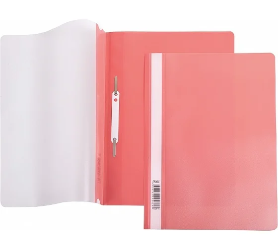 Папка-скоросшиватель пластик А4 Hatber 140/180мкм, красная с прозрачным верхом, 039964