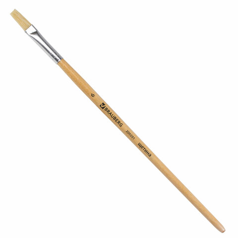 Кисть BRAUBERG щетина, плоская, № 6, 200201 Кисть BRAUBERG щетина, плоская, № 6, 200201