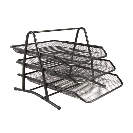 .Лоток д/бумаг горизонтальный KLERK, 3 секции, металл, черный, 190469-4, 401439