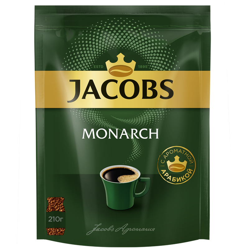 Кофе JACOBS MONARCH, 210 г, сублим, раствор.,вакуумный пакет, 328924