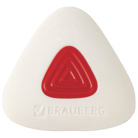 Ластик BRAUBERG Trios PRO 36*36*9мм, треугольная форма, белый, пластиковый держатель, 880450