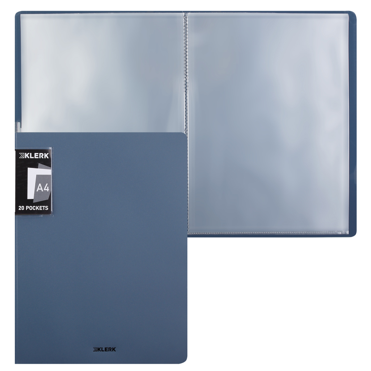 Папка с 20 вкладышами KLERK Nude, 16мм, 500мкм, пластик, серо-синяя, 241347