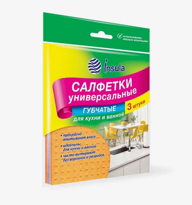 Салфетки губчатые Insula 3шт, 1/36, 396328