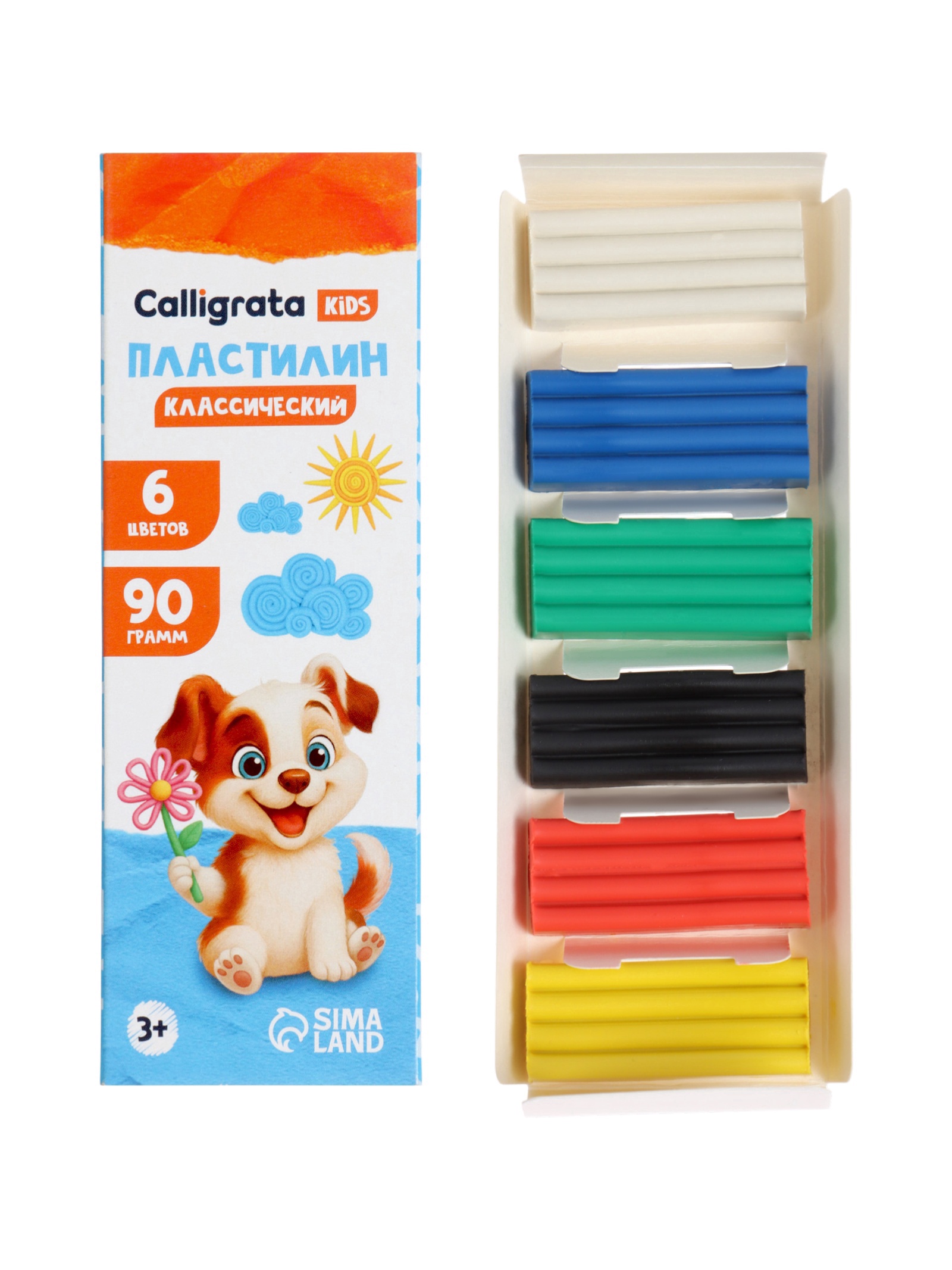 Пластилин 6цв 90г Calligrata 4774905