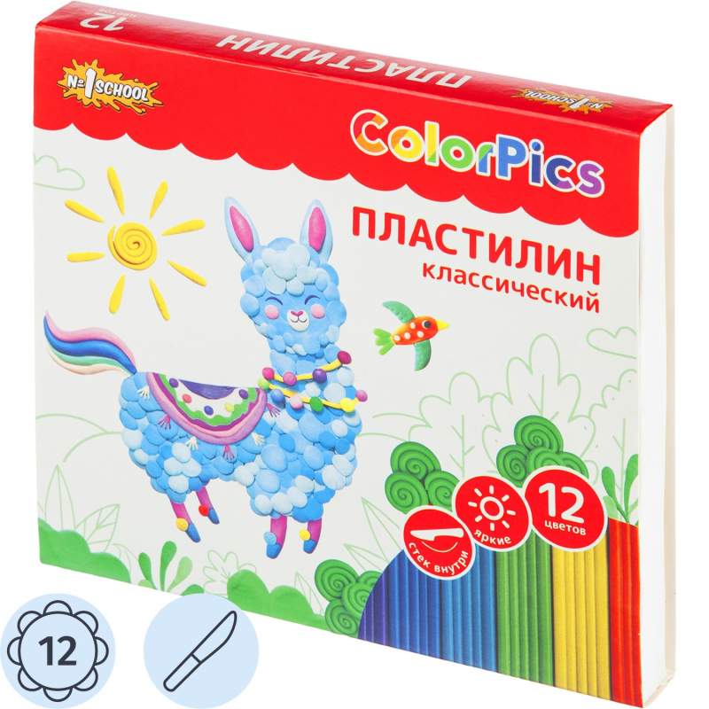 Пластилин 12 цветов №1 School ColorPics 240гр, 1682179 Пластилин 12 цветов №1 School ColorPics 240гр, 1682179