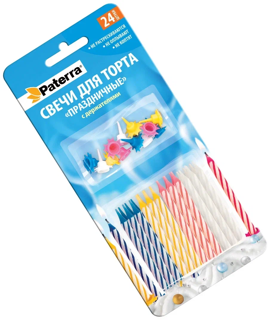Свечи для торта Paterra праздничные, 24шт, 401708