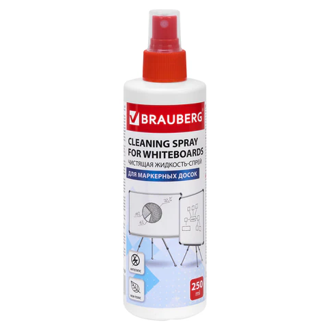 Чистящая жидкость-спрей BRAUBERG для маркерных досок, 250 мл, 510119