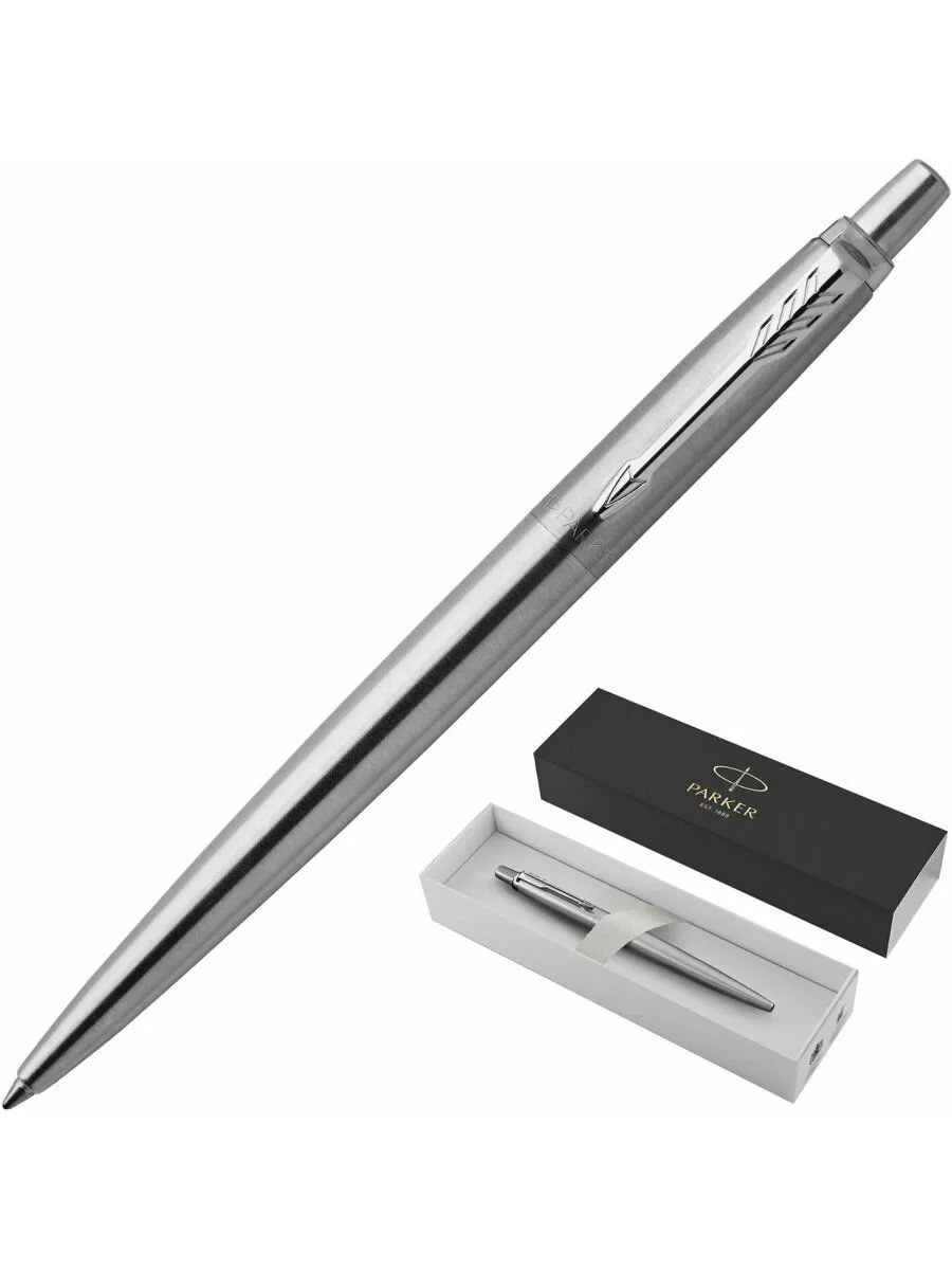 Ручка шариковая PARKER "Jotter Core Stainless Steel CT", корпус серебристый, хром, синяя, 142378