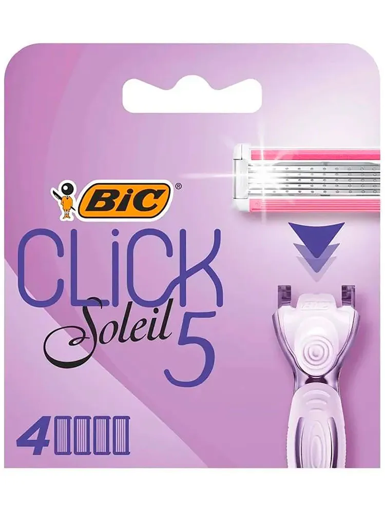 Bic Сменные кассеты LADY 5 SOLEIL CLICK (4 шт.), женские, 5 лезвий, увл.полоска, 395629