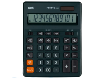 Калькулятор Deli EM888F, 12 разрядов, 2-ое питание, темно-зеленый, 1552685