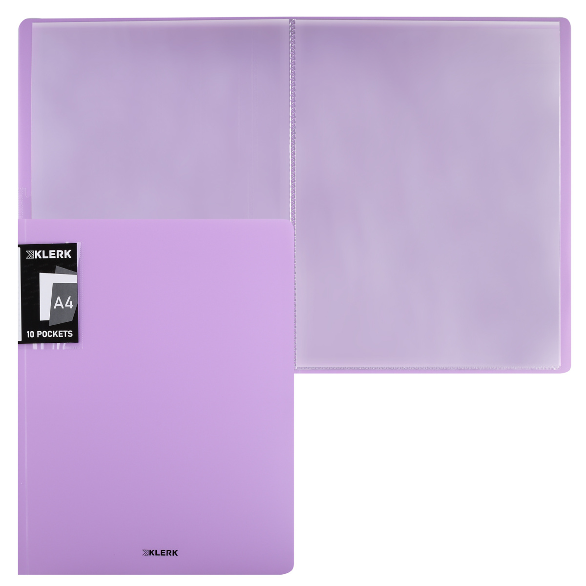 Папка с 10 вкладышами KLERK, 10мм, 500мкм, пластик, лаванда, 241335