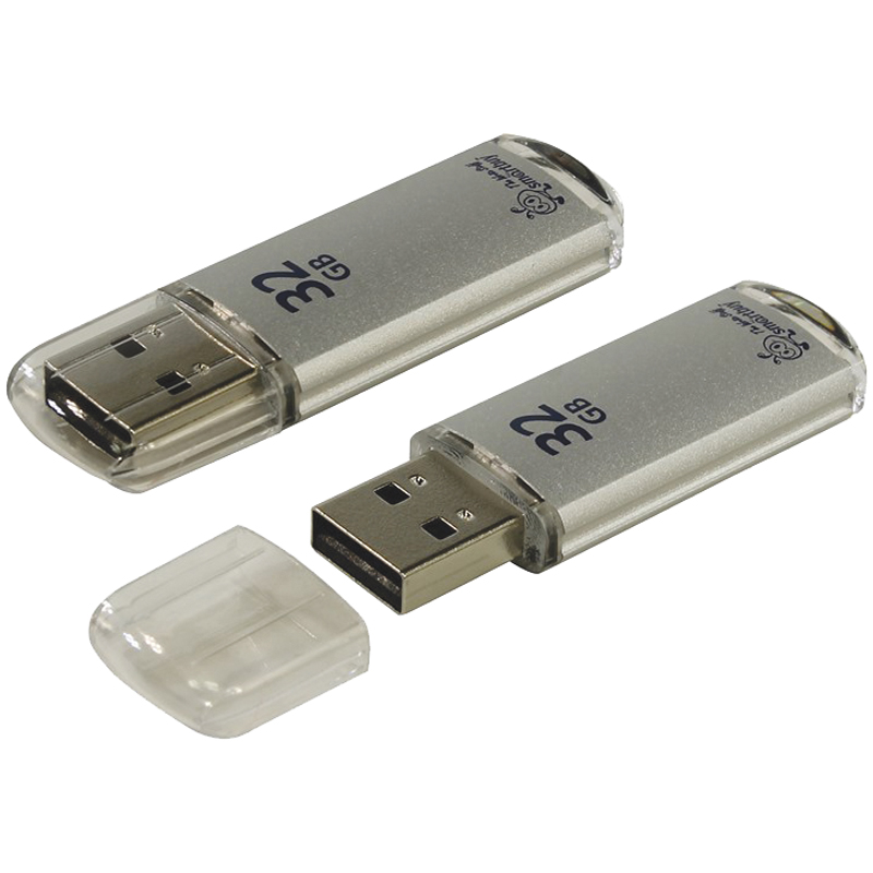 Память 32GB Smart Buy "V-Cut", USB 2.0, Flash Drive, серебристый (металл.корпус), 227883/SB32GBVC-S