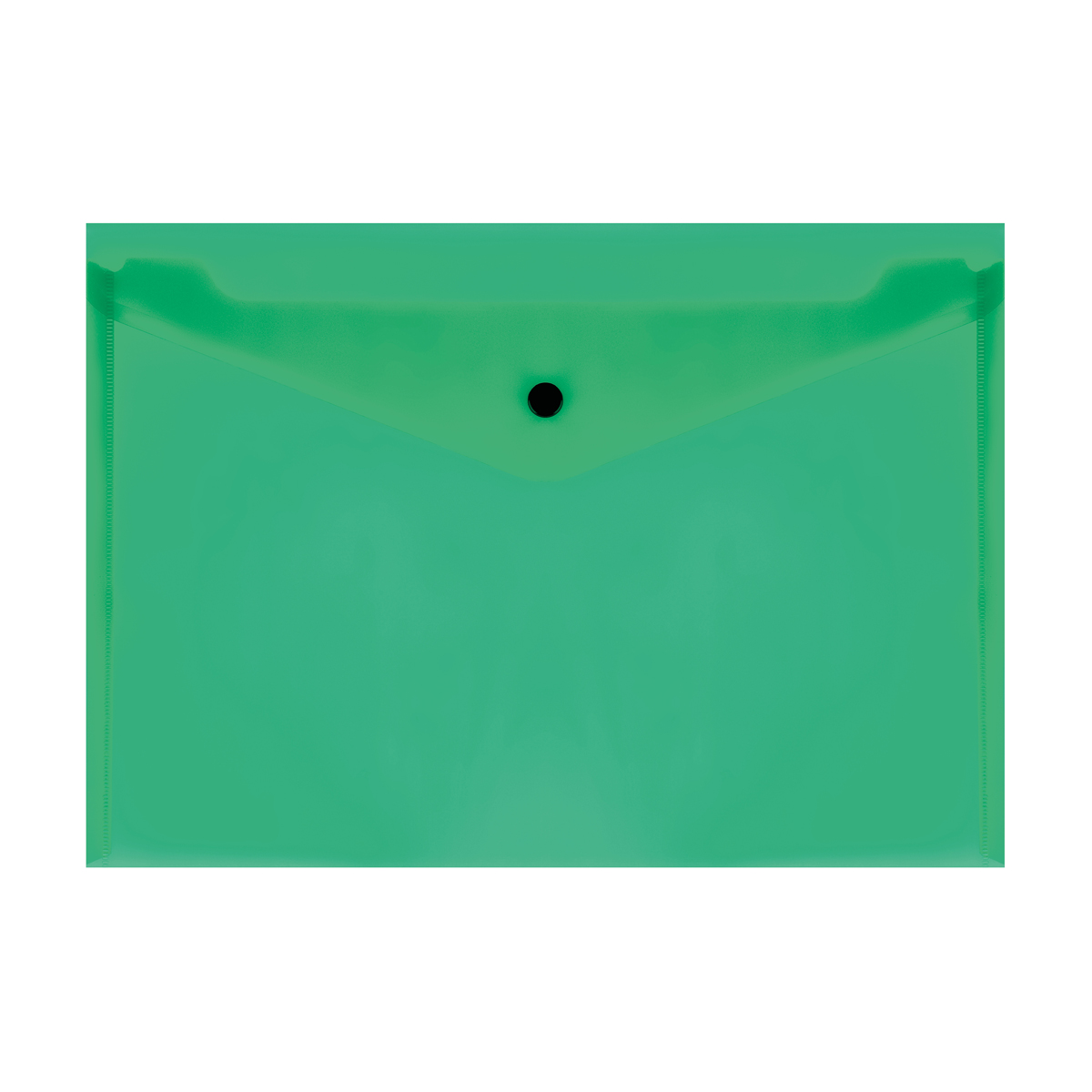 Папка-конверт на кнопке А4 Стамм 150мкм, пластик, прозрачная, зеленая, 343172